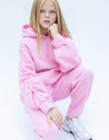 Pink Girls Ruched Sleeve Tracksuit