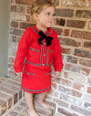 Red Tweed Dress Suit Set