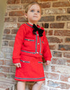 Red Tweed Dress Suit Set