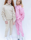 Pink Girls Ruched Sleeve Tracksuit