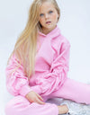 Pink Girls Ruched Sleeve Tracksuit