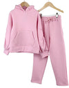 Pink Girls Ruched Sleeve Tracksuit