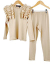 Camel Ruched Shoulder Tracksuit