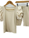 Beige  satin cycling short set