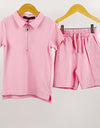 Baby Pink Zip Short Set